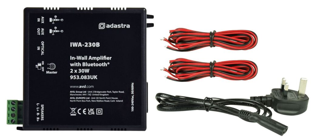 Adastra IWA230B In-Wall Amplifier with Bluetooth 2 x 30W - product photo