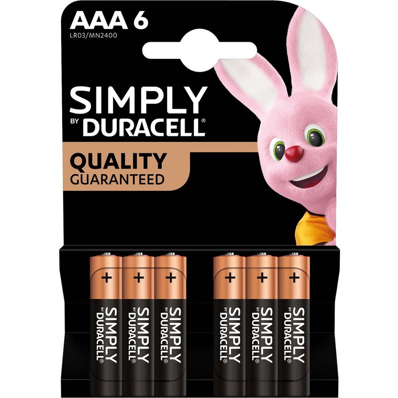 Duracell AAA Simply Battery Alkaline Batteries - 6 Pack - product photo